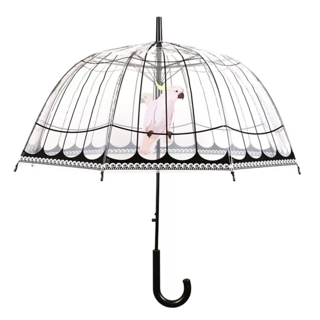 Regenschirm Kakadu Vogelkäfig Transparent Stockschirm Durchsichtig günstig online kaufen