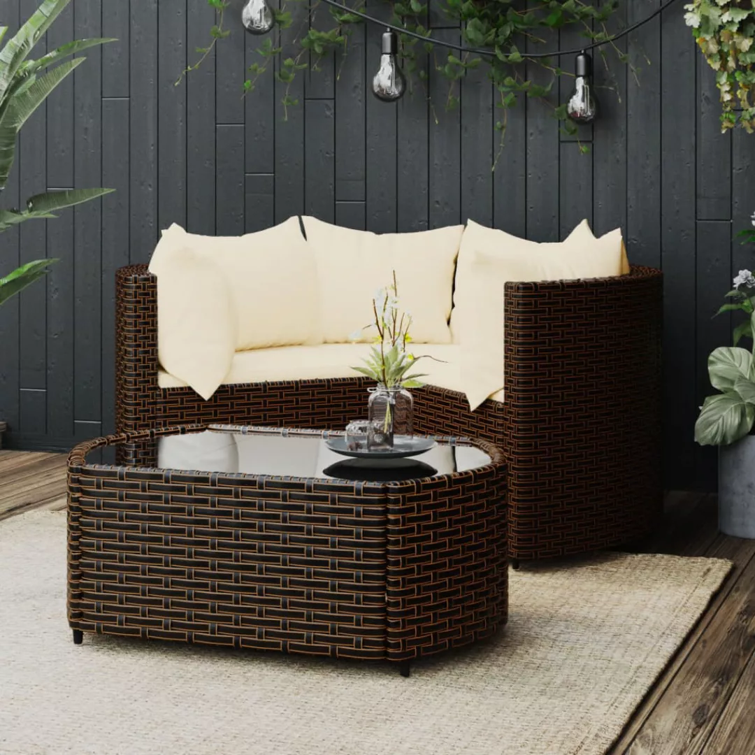 Vidaxl 4-tlg. Garten-lounge-set Mit Kissen Braun Poly Rattan günstig online kaufen