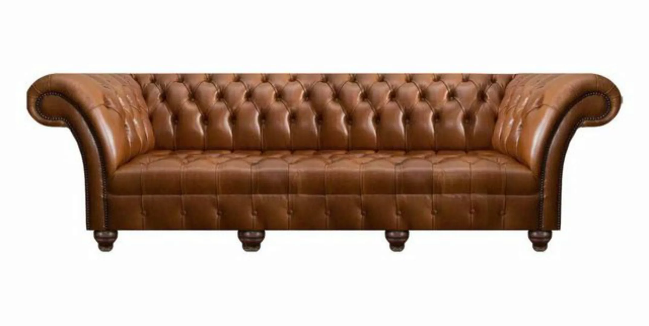 JVmoebel 4-Sitzer Chesterfield Braunes Ledersofa Wohnzimmer Designer Viersi günstig online kaufen