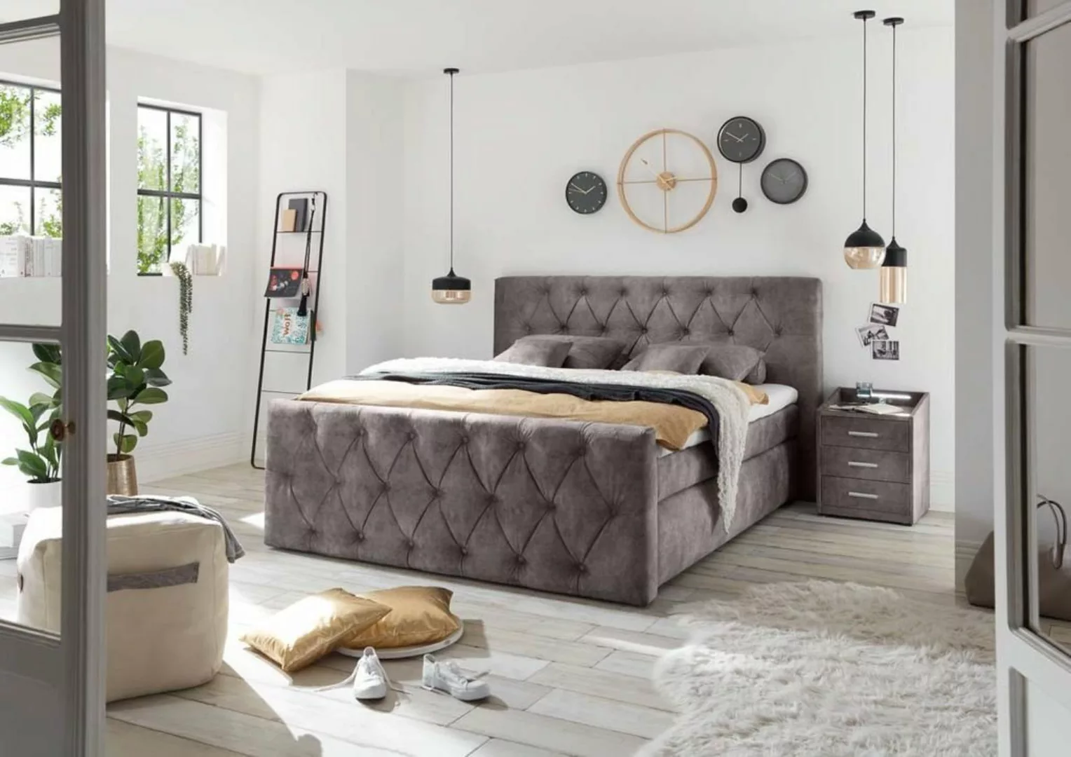 ED EXCITING DESIGN Boxspringliege (180 x 200 cm, Hammonton), Braun günstig online kaufen