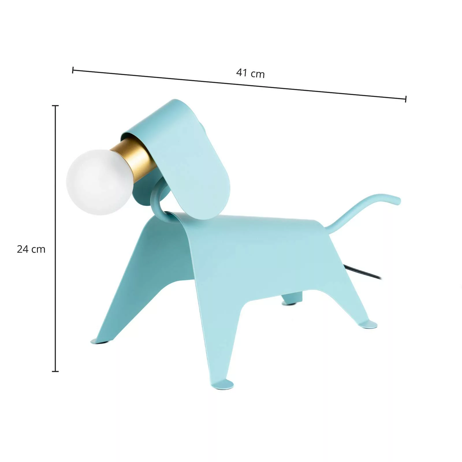Lucande Tischlampe Idalina, Hund, hellblau, Eisen, 41 cm günstig online kaufen