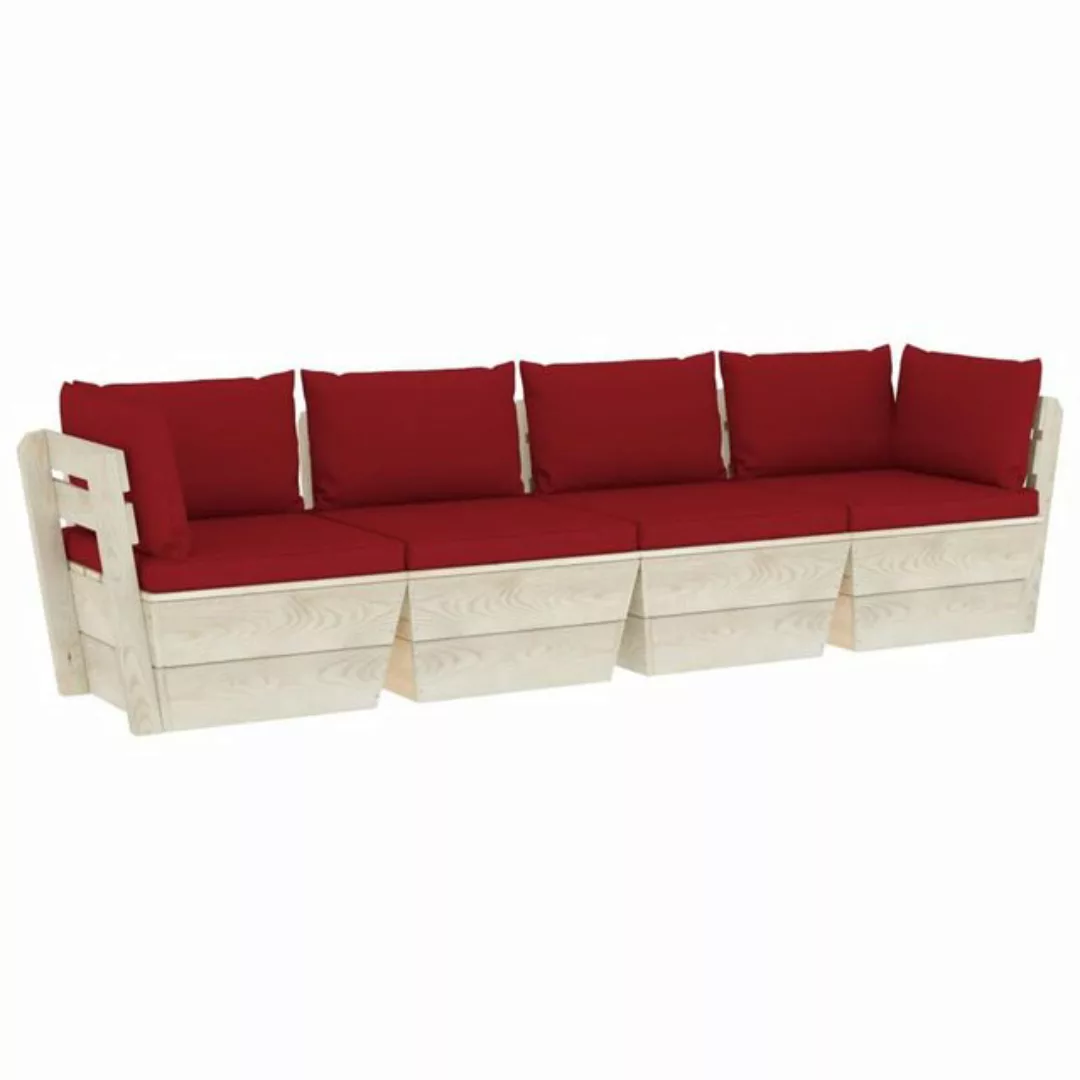 DOTMALL 4-Sitzer Garten-4-Sitzer-Palettensofa , mit Kissen Fichtenholz günstig online kaufen