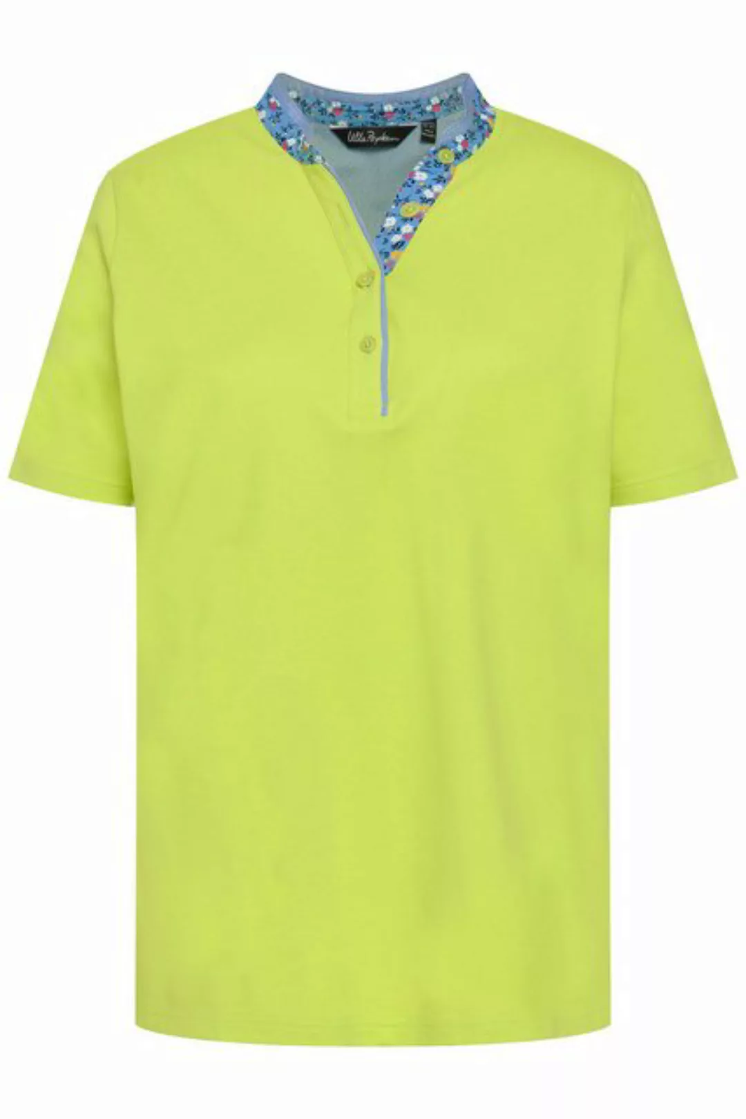 Ulla Popken Rundhalsshirt Poloshirt Stehkragen Blütendetails Classic günstig online kaufen