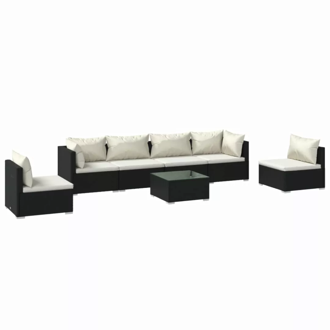 Vidaxl 7-tlg. Garten-lounge-set Mit Kissen Poly Rattan Schwarz günstig online kaufen