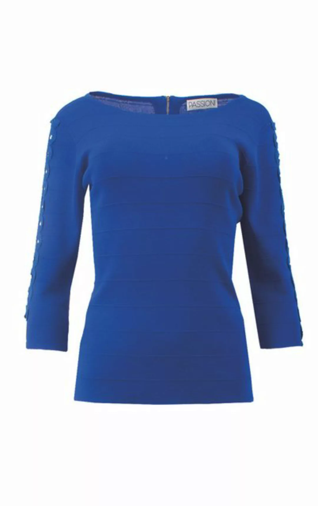 Passioni Kurzarmpullover in Royal Blau mit Steinen günstig online kaufen