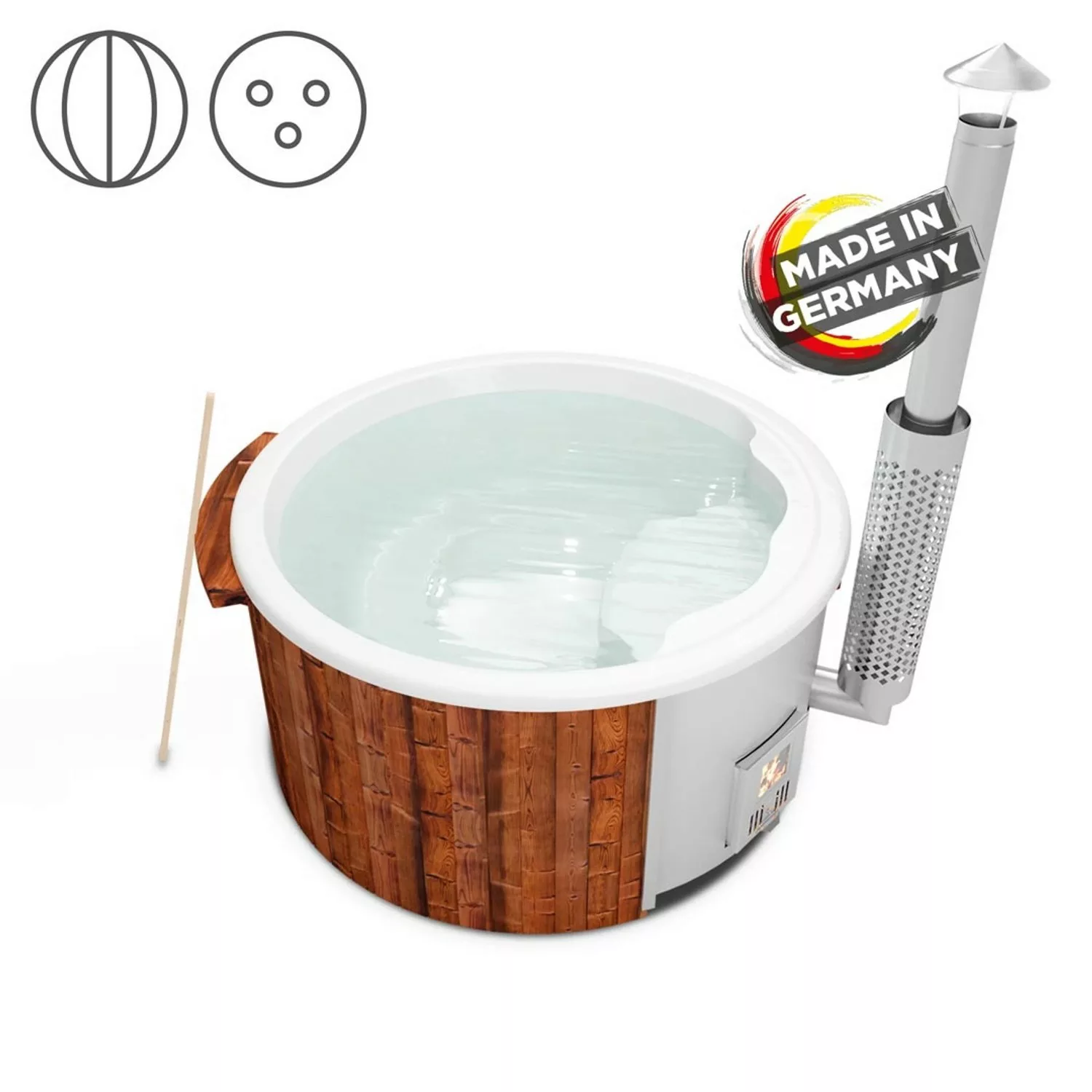 Holzklusiv Hot Tub Saphir 180 Thermoholz Basic Deluxe Wanne Weiß günstig online kaufen