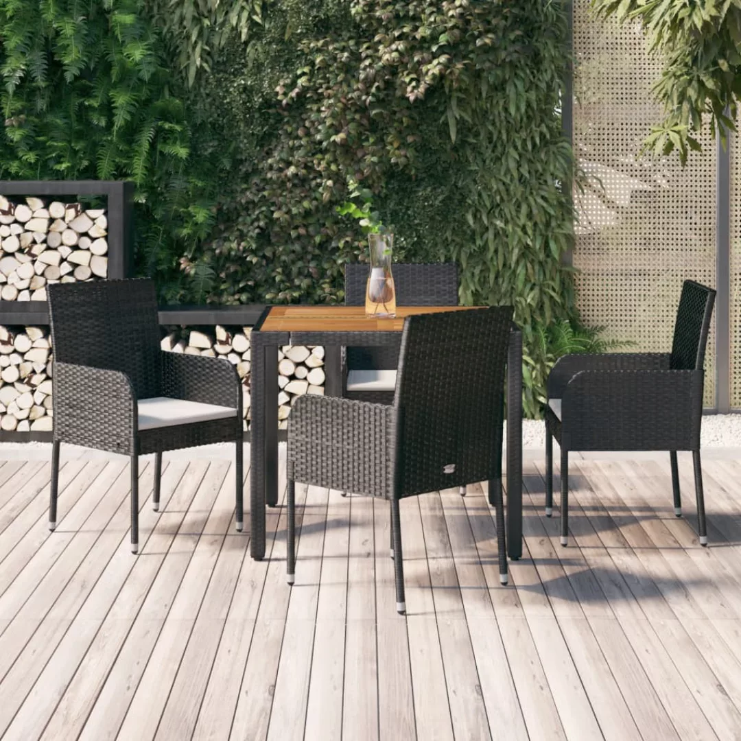 Vidaxl 5-tlg. Garten-essgruppe Mit Kissen Schwarz Poly Rattan günstig online kaufen