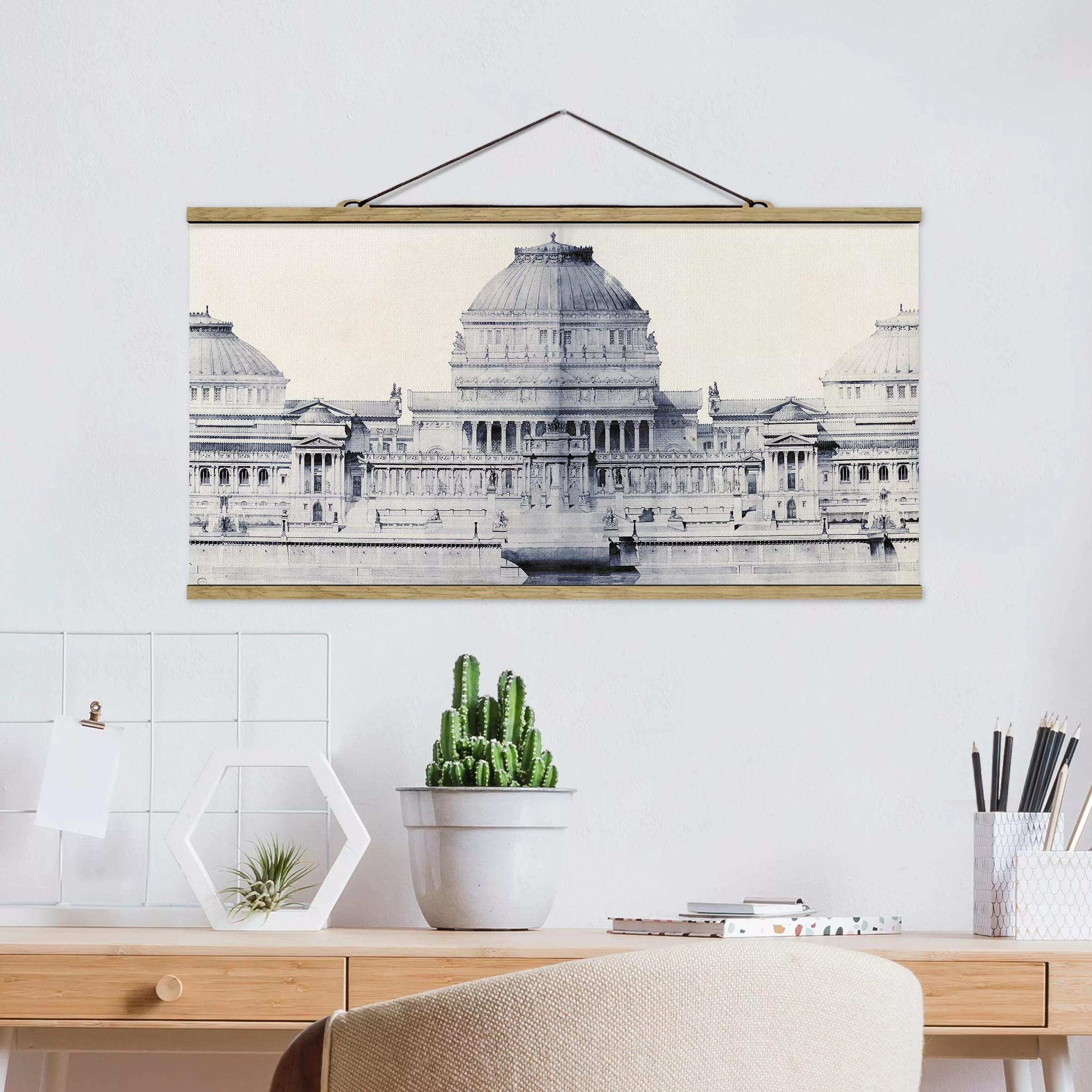 Stoffbild Architektur mit Posterleisten - Querformat Prix de Rome Skizze I günstig online kaufen