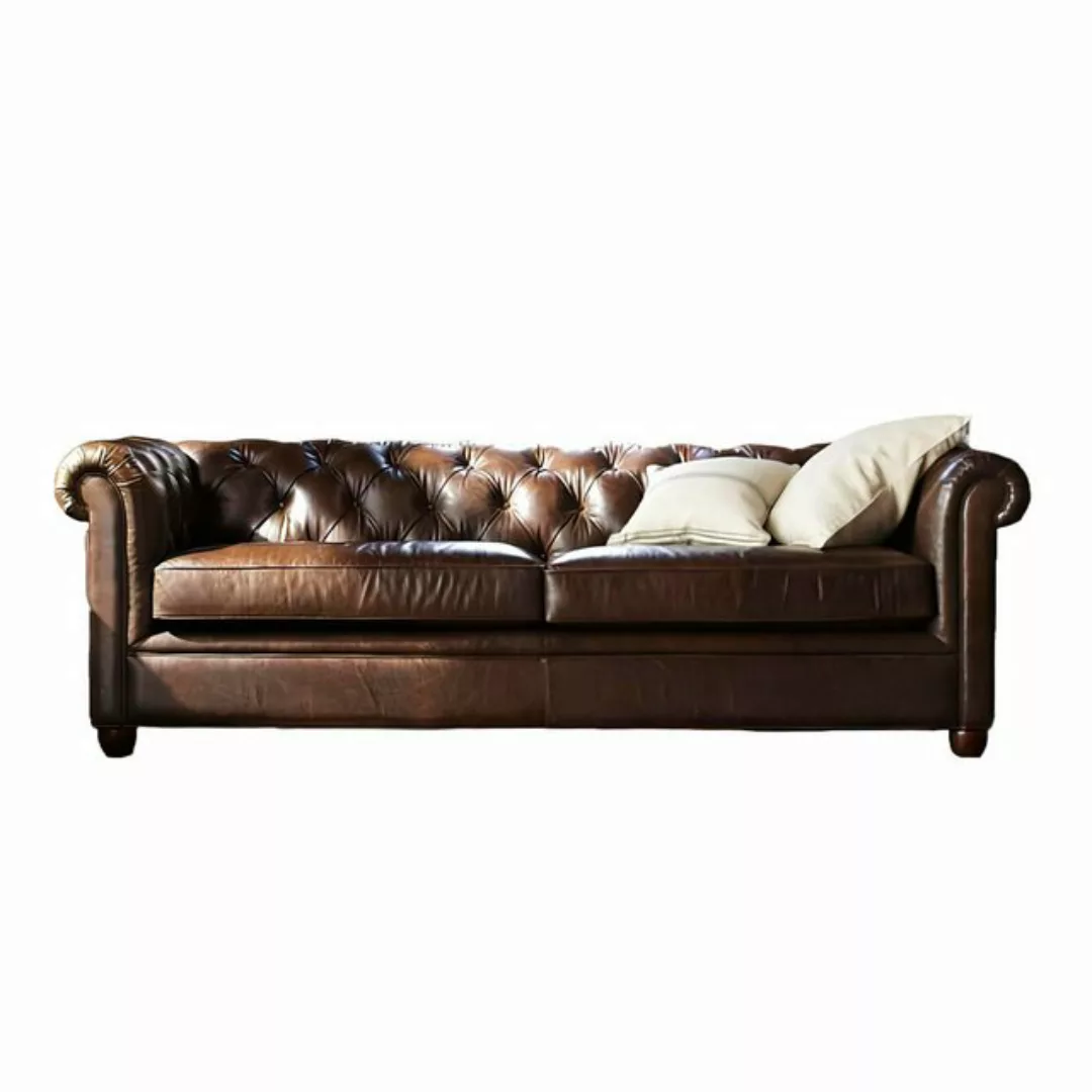 Xlmoebel Sofa Neue Echtleder-Polstergarnitur Chesterfield 3-Sitzer Antik, H günstig online kaufen