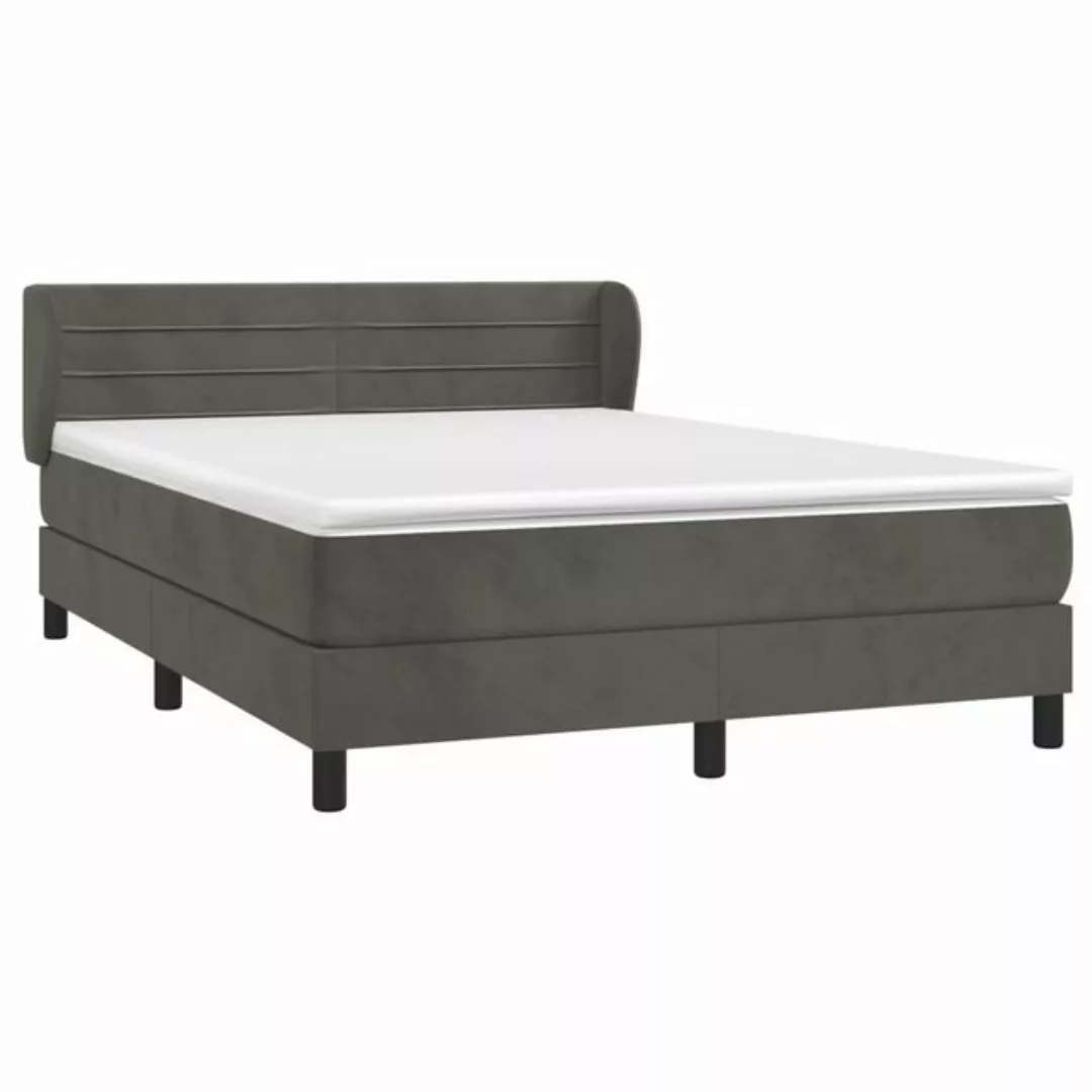 furnicato Bettgestell Boxspringbett mit Matratze Dunkelgrau 180x200 cm Samt günstig online kaufen