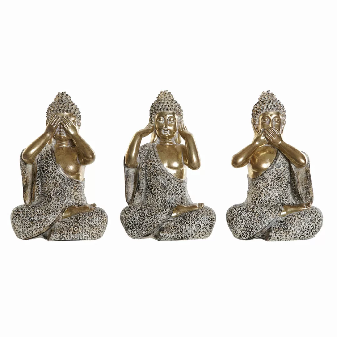 Deko-figur Dkd Home Decor Harz Buddha Antiker Finish (3 Pcs) (15 X 12.5 X 2 günstig online kaufen