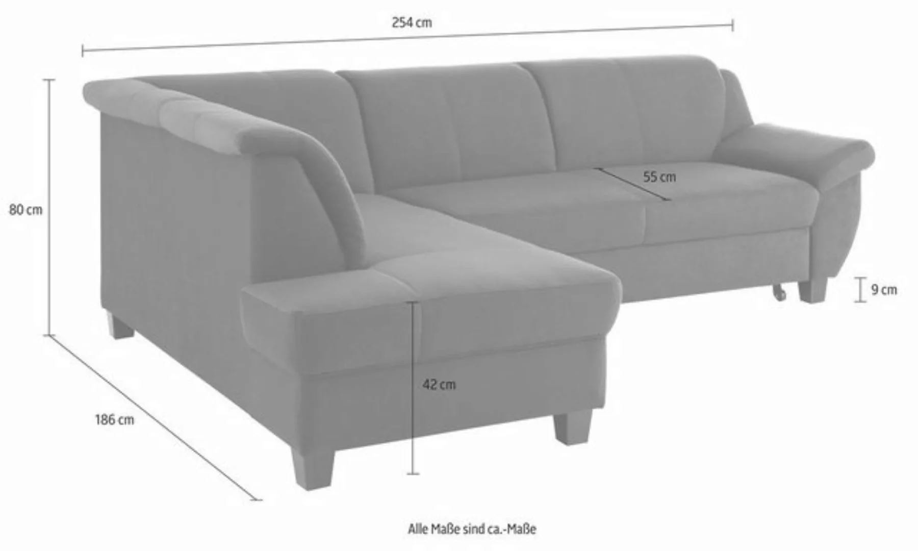 Home affaire Ecksofa "Yesterday L-Form", wahlweise mit Bettfunktion, auch i günstig online kaufen