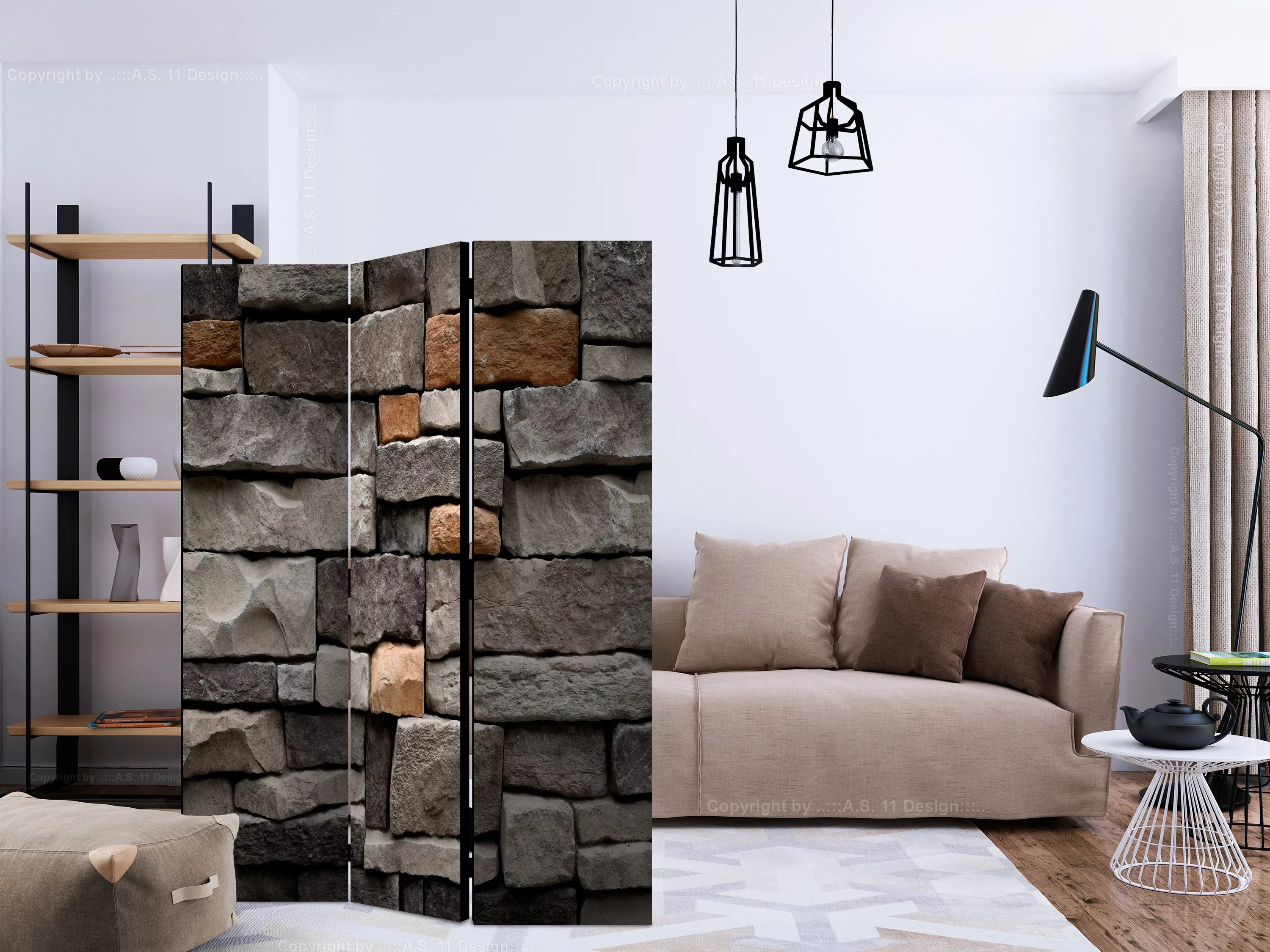 3-teiliges Paravent - Stony Stronghold [room Dividers] günstig online kaufen