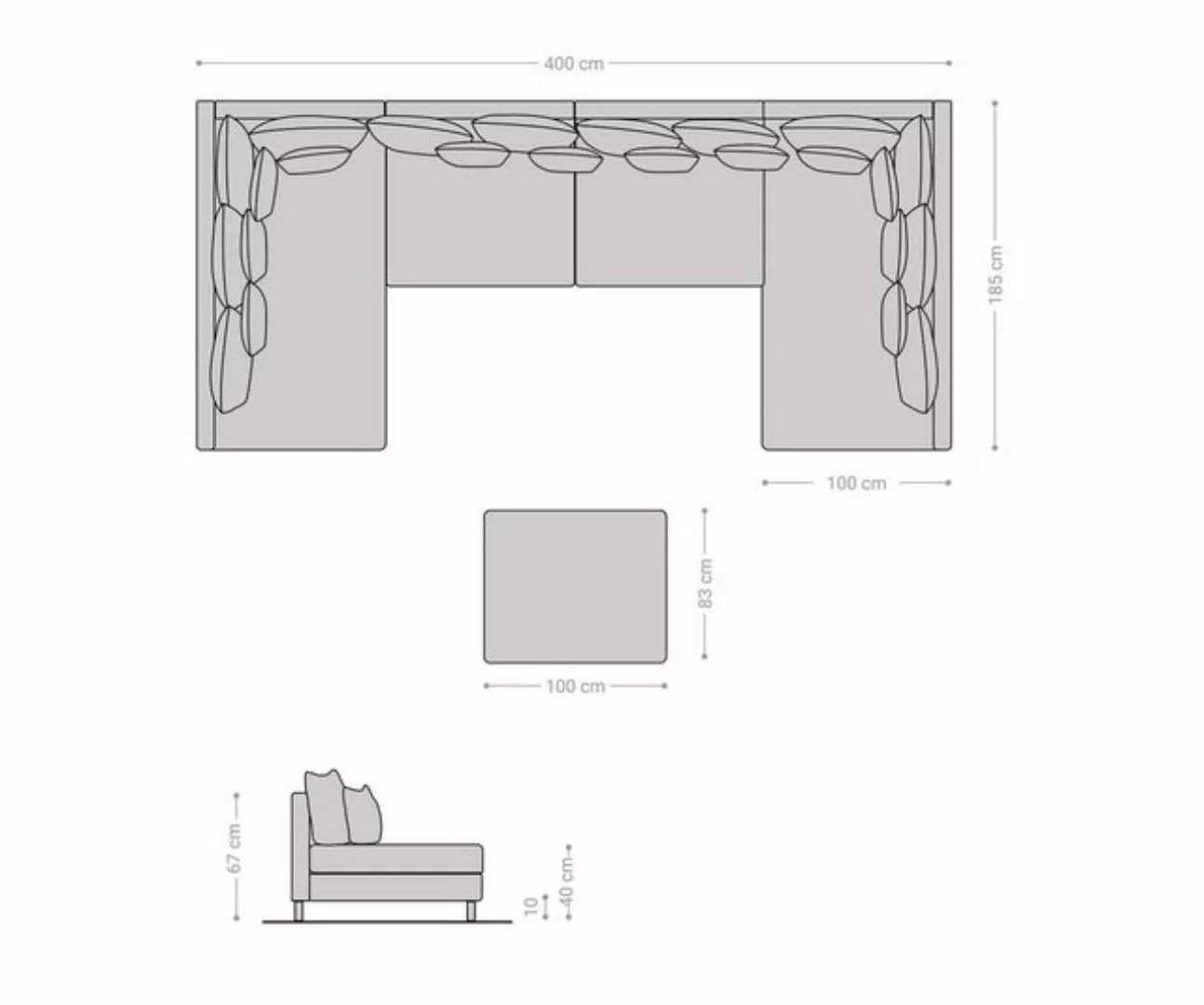 DELIFE Wohnlandschaft Clovis, XL Weiss Hellgrau mit Hocker Wohnlandschaft m günstig online kaufen