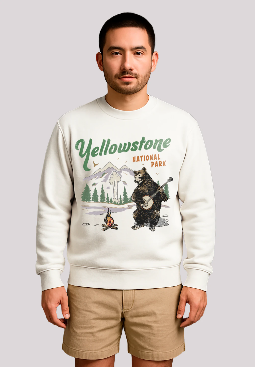 F4NT4STIC Sweatshirt "US National Parks Yellowstone Bear Playing Banjo", Pr günstig online kaufen