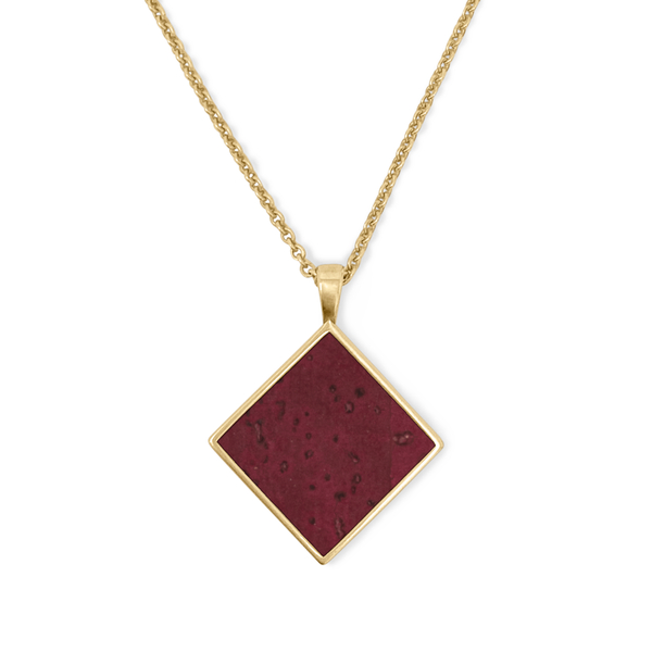 Halskette Gold Mit Kork | Square Anhänger Quadrat | Geschenk Box günstig online kaufen