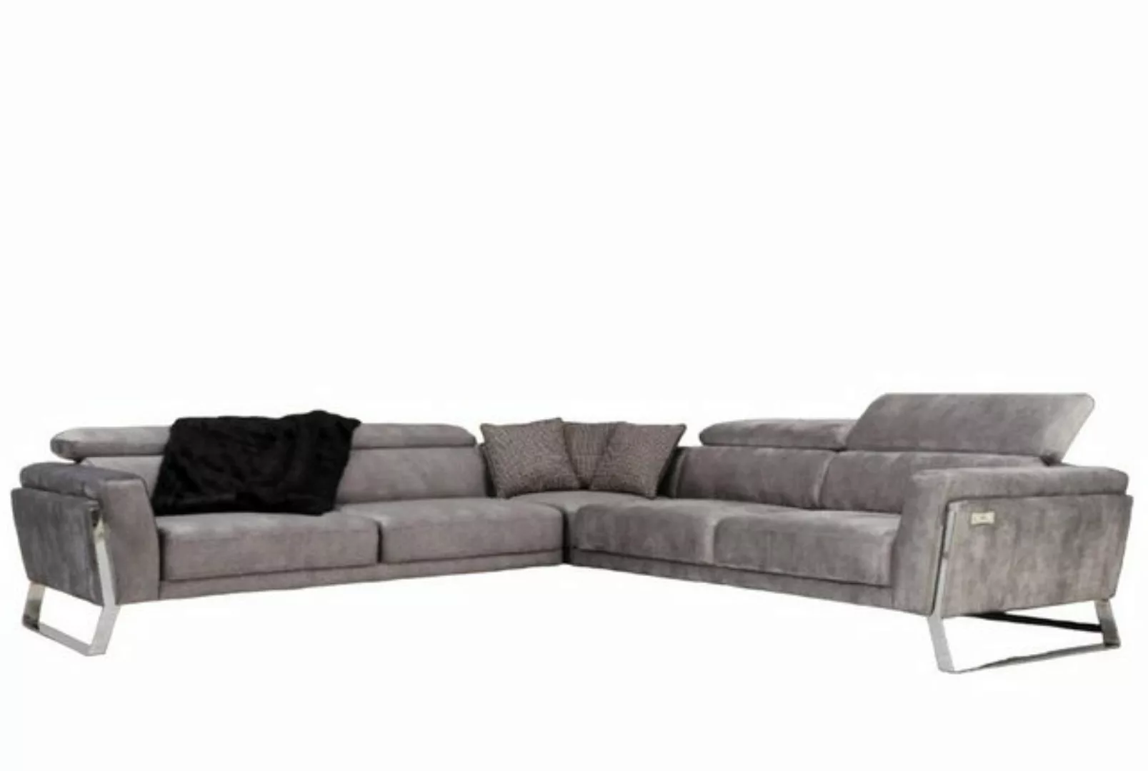 JVmoebel Ecksofa Graues Ecksofa L-Form Couch Großes Stoffsofa Luxus Möbel N günstig online kaufen