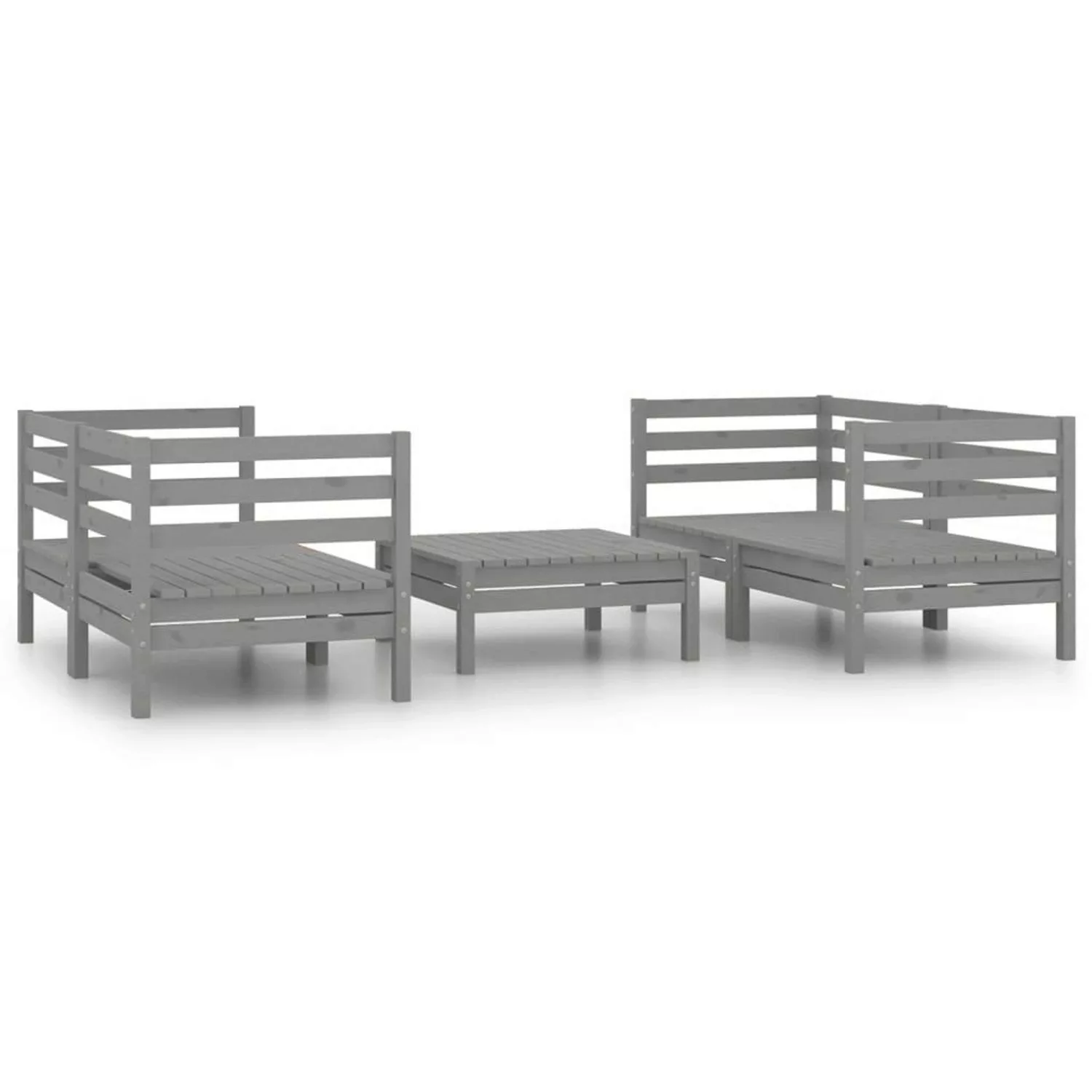 5-tlg. Garten-lounge-set Grau Kiefer Massivholz günstig online kaufen