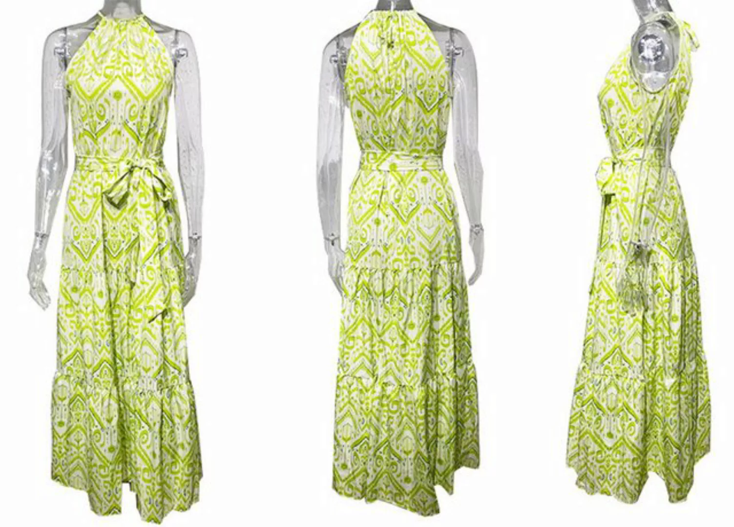 FIDDY Strandrock Hoch tailliertes Neckholder-Kleid mit Strandprint günstig online kaufen