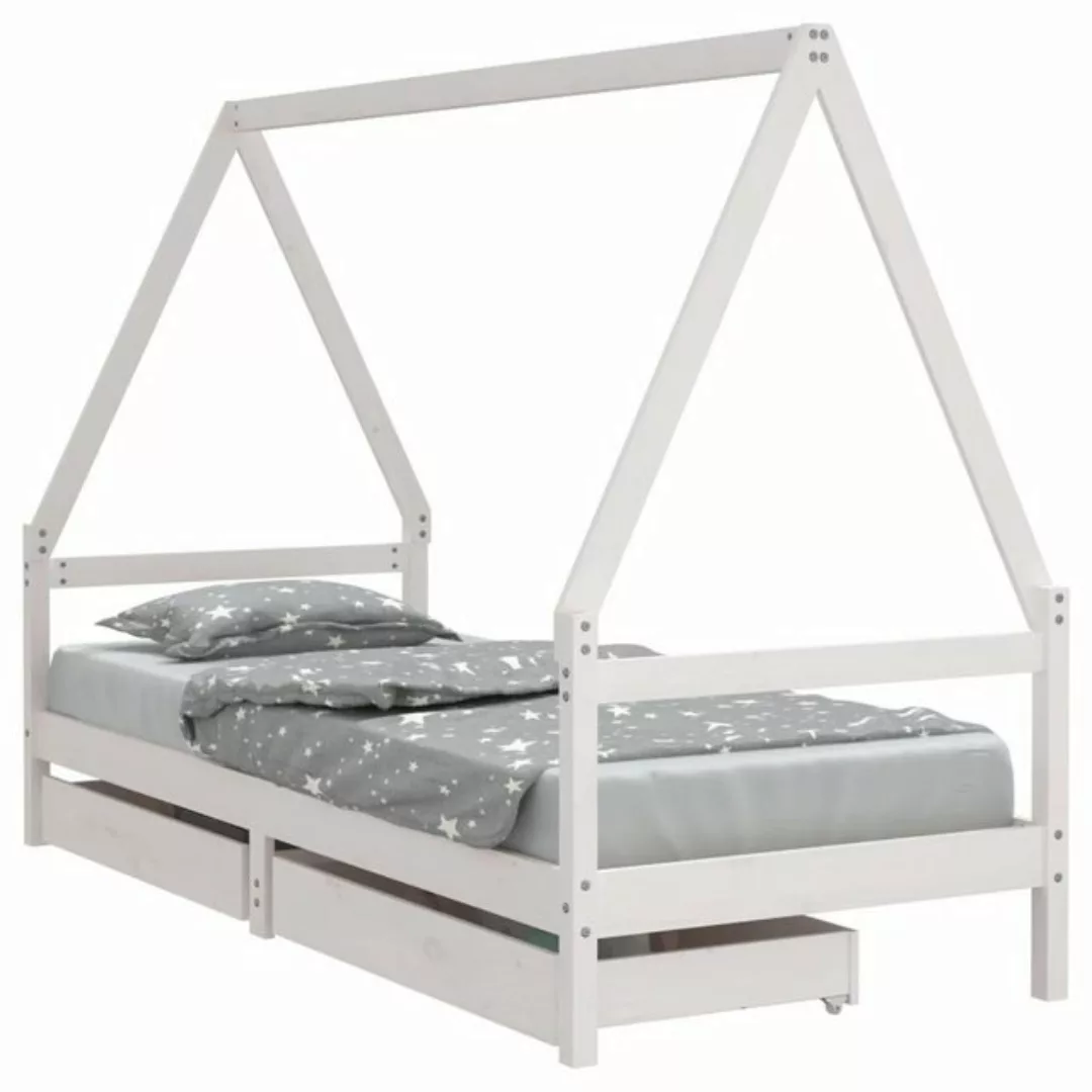 vidaXL Kinderbett Kinderbett mit Schubladen Weiß 80x200 cm Massivholz Kiefe günstig online kaufen