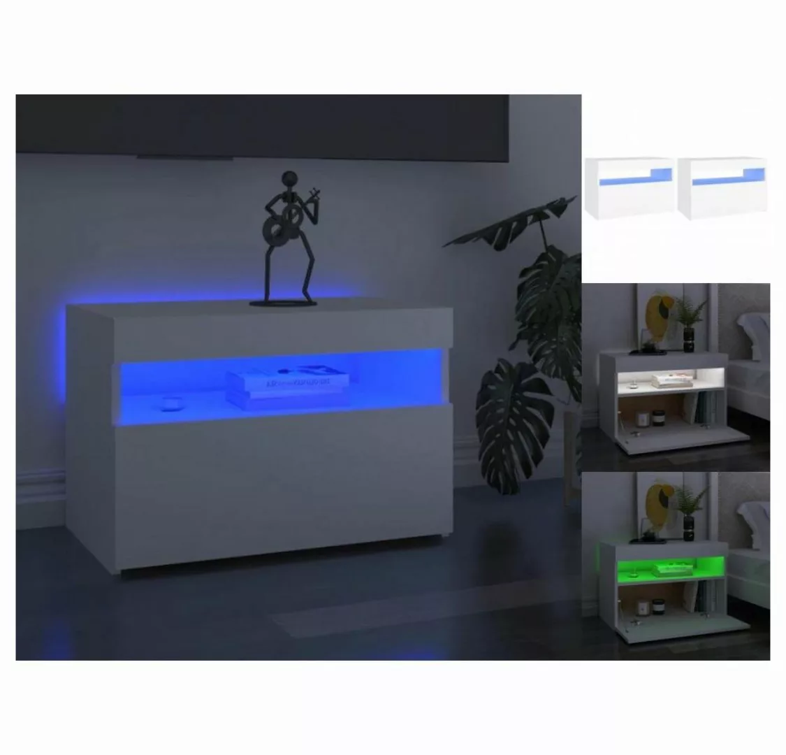 vidaXL TV-Schrank TV-Schränke mit LED-Leuchten 2 Stk Weiß 60x35x40 cm Lowbo günstig online kaufen