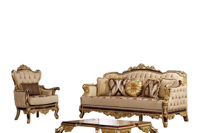 JVmoebel Sofa, Sofagarnitur Couch Barock Rokoko Couchen Textil Chesterfield günstig online kaufen