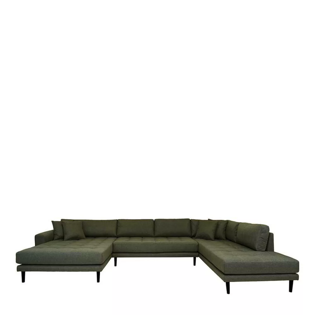 Couchlandschaft im Skandi Design Oliv Grün und Schwarz günstig online kaufen