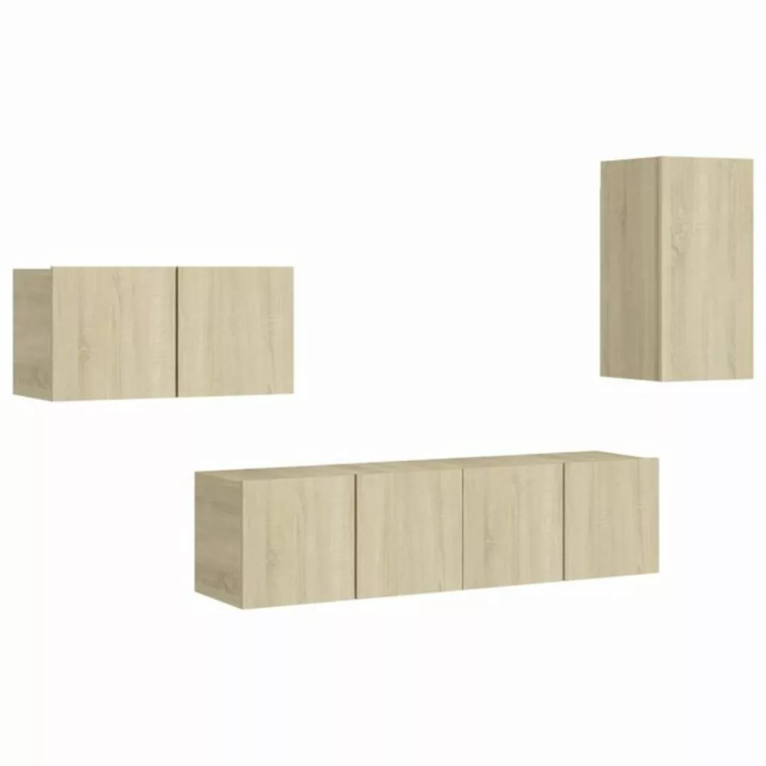 vidaXL TV-Schrank 4-tlg. TV-Schrank-Set Sonoma-Eiche Holzwerkstoff (1-St) günstig online kaufen