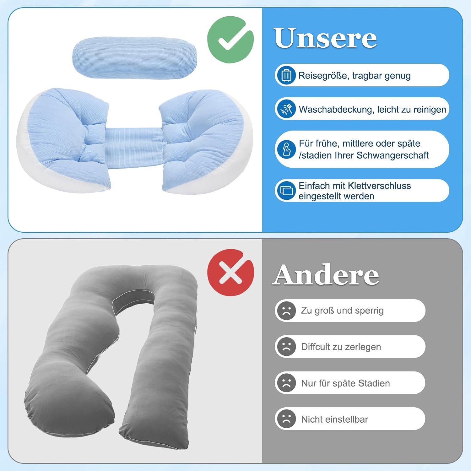Refined Living Seitenschläferkissen Babykissen Stillkissenbezüge Einstellba günstig online kaufen