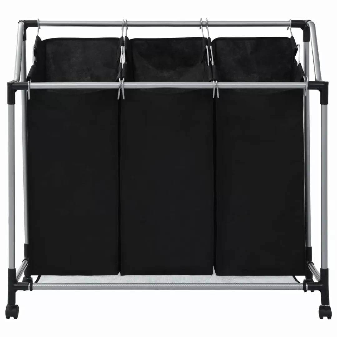Wäschekorb Mit 3 Taschen Schwarz Stahl günstig online kaufen