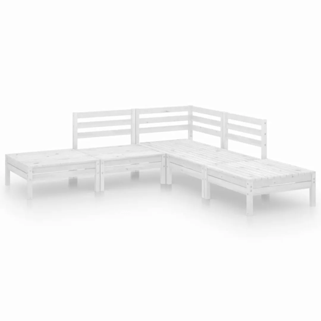 5-tlg. Garten-lounge-set Massivholz Kiefer Weiß günstig online kaufen