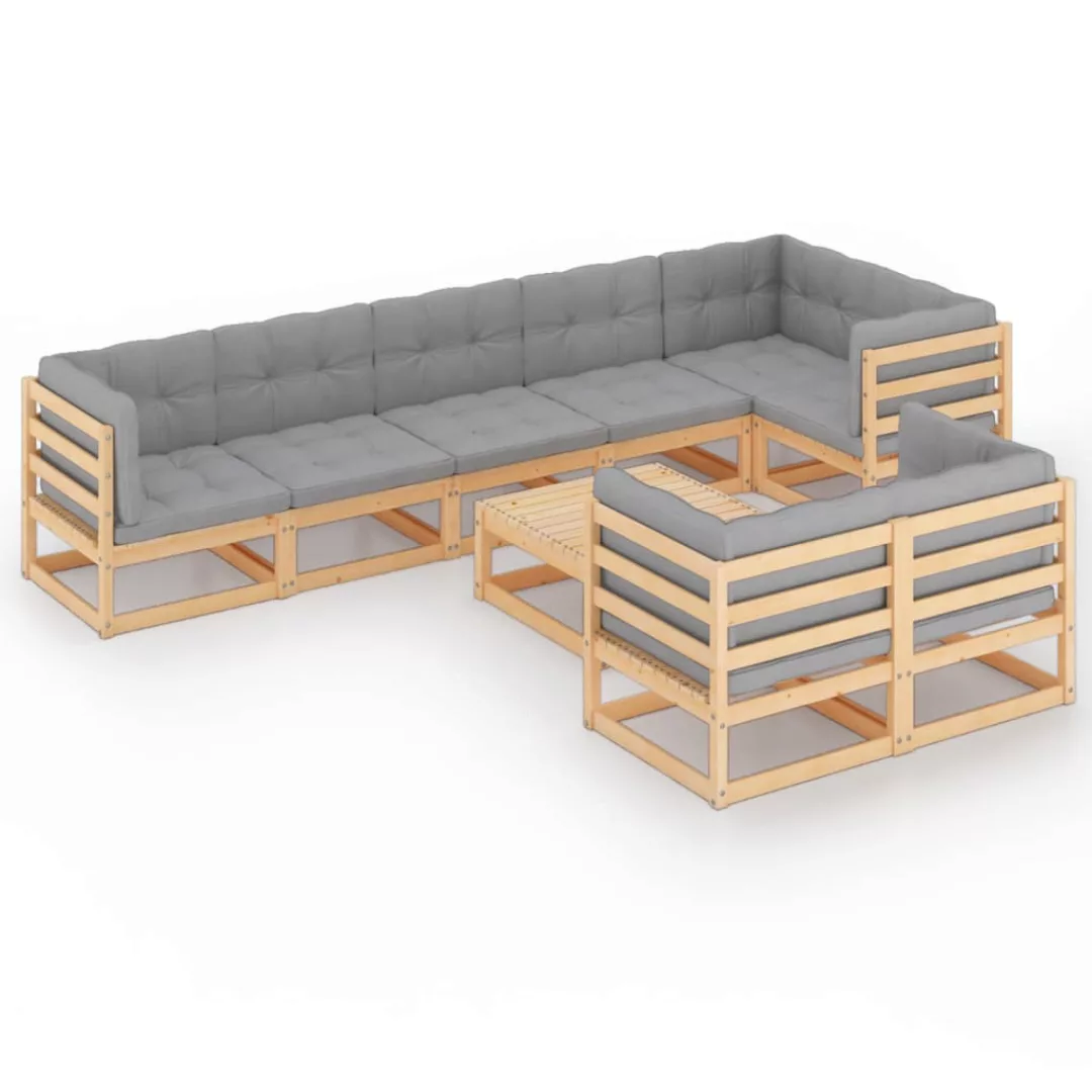 9-tlg. Garten-lounge-set Mit Kissen Kiefer Massivholz günstig online kaufen