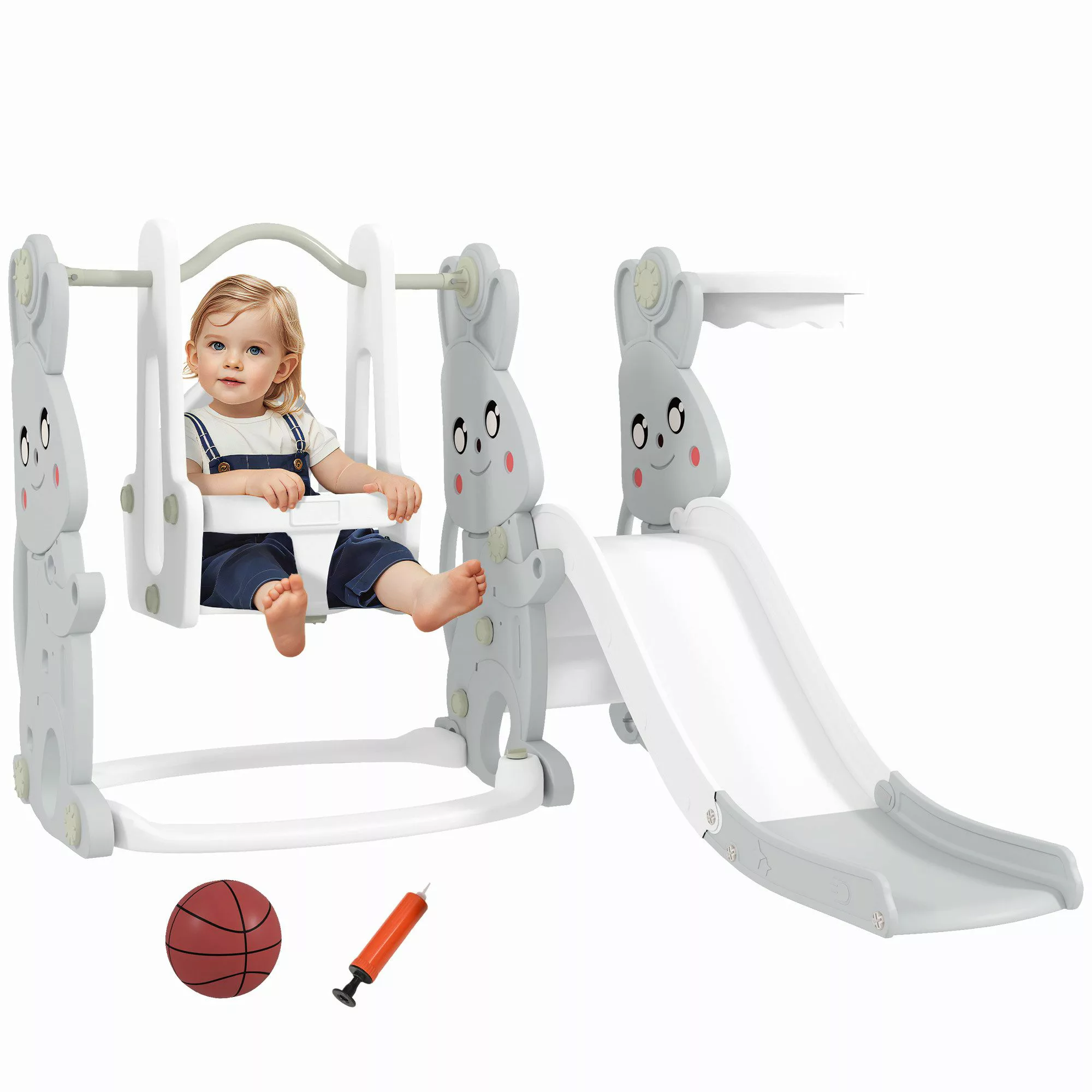 AIYAPLAY Rutsche 4-in-1 Kinderrutsche mit Schaukel günstig online kaufen