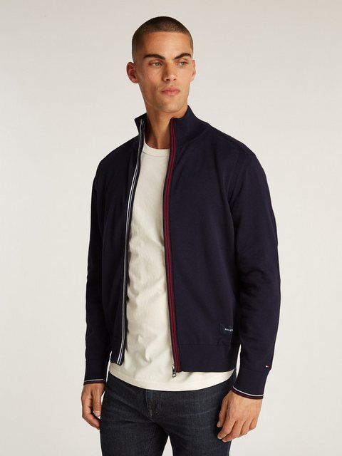 Tommy Hilfiger Cardigan "RWB TIPPED COTTON ZIP THROUGH", Mit Streiefen in T günstig online kaufen