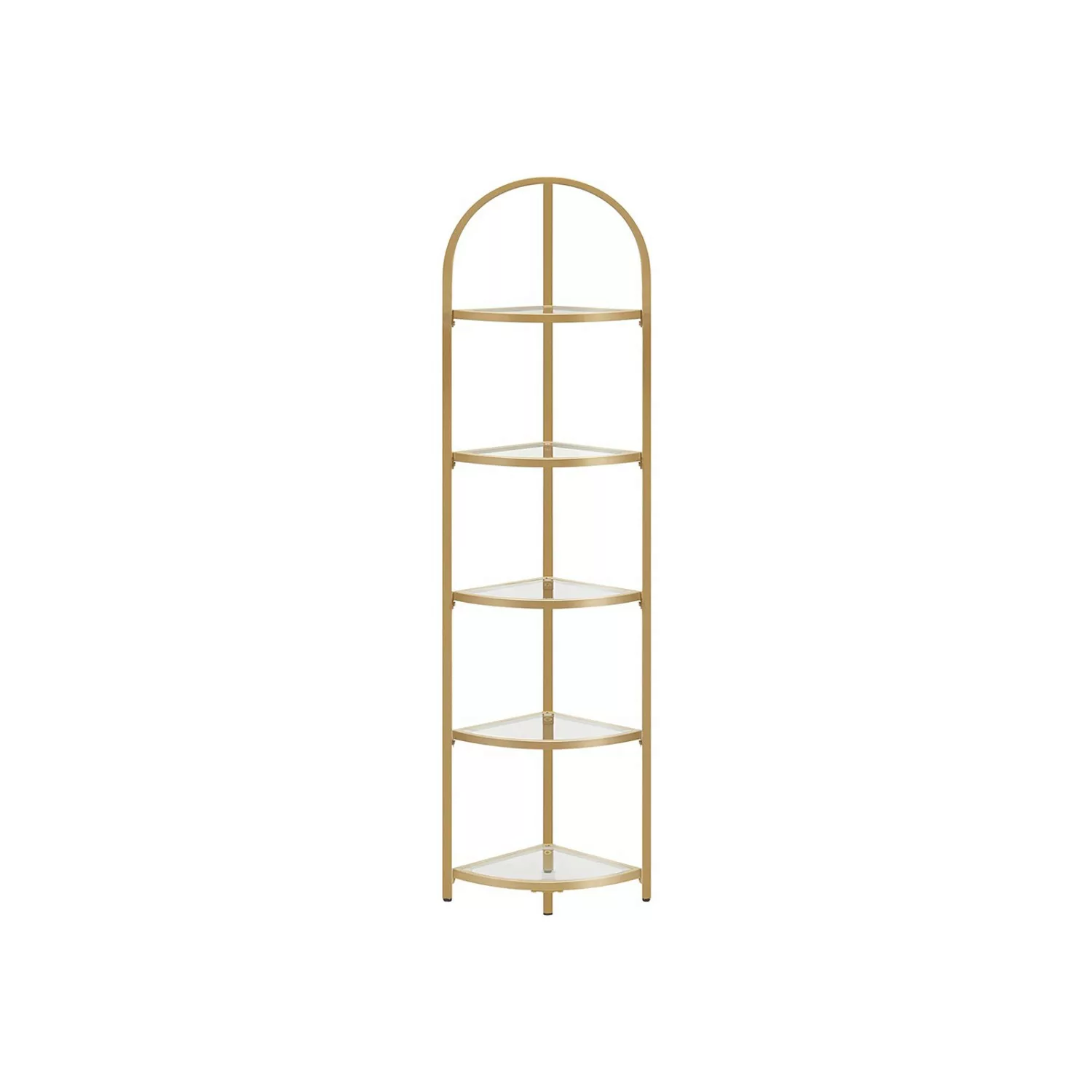 Vasagle Eckregal 5 Ebenen Hartglas 28 cm x 28 cm x 158 cm Gold günstig online kaufen