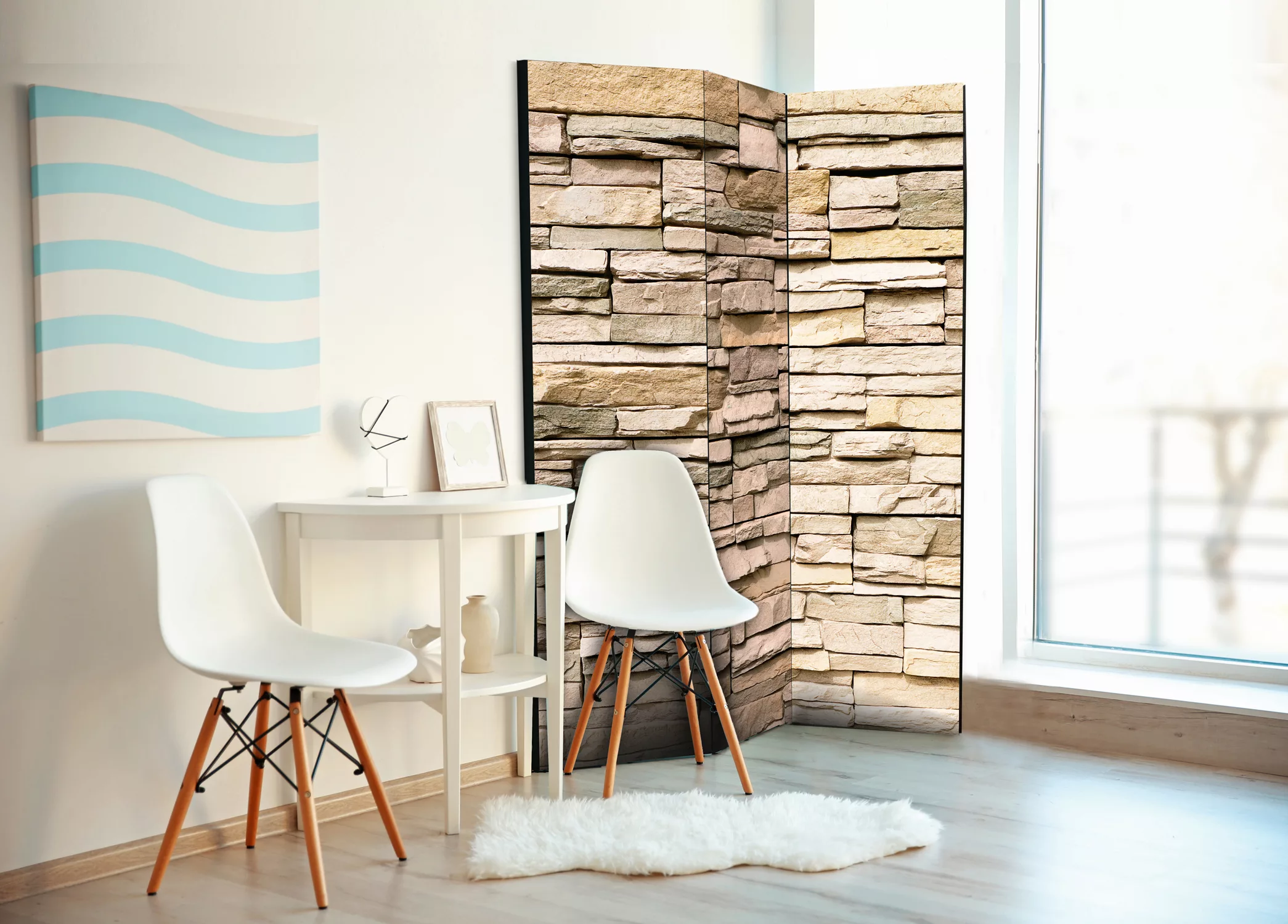 3-teiliges Paravent - Decorative Stone [room Dividers] günstig online kaufen