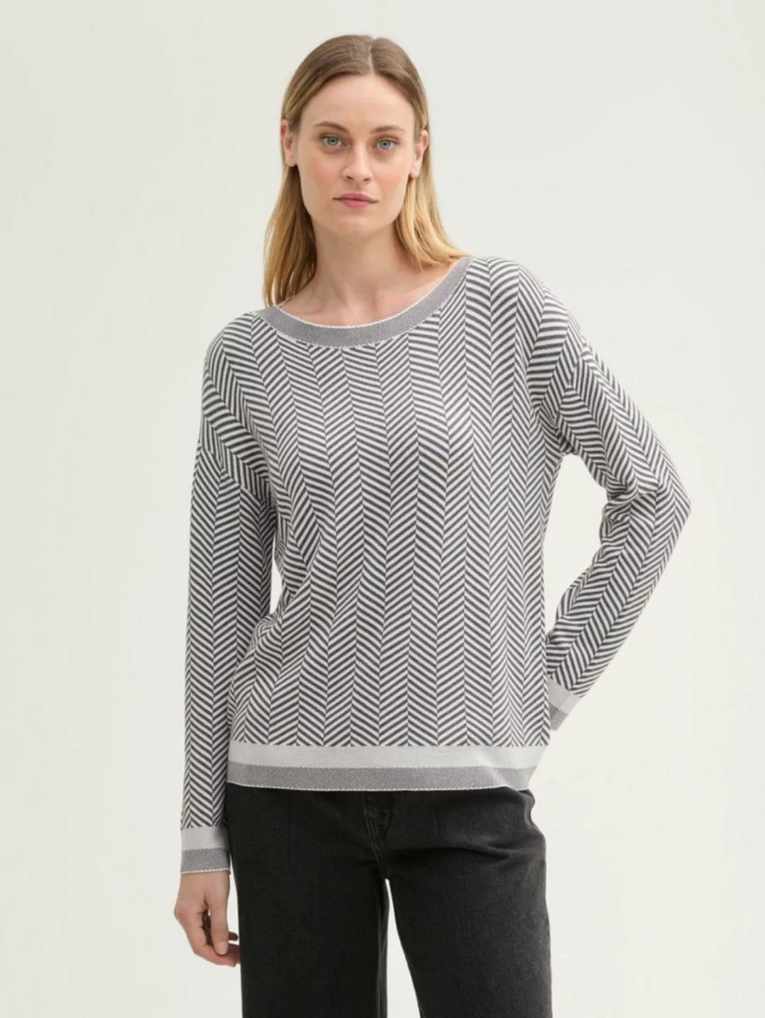 TOM TAILOR Strickpullover Fischgrät Pullover mit LENZING™ EcoVero™ günstig online kaufen