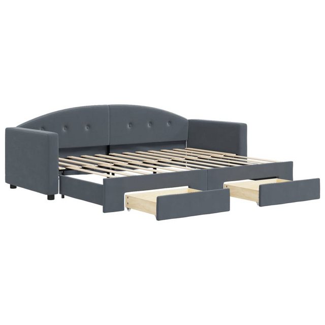 vidaXL Bett, Tagesbett Ausziehbar mit Schubladen Dunkelgrau 80x200 cm Samt günstig online kaufen