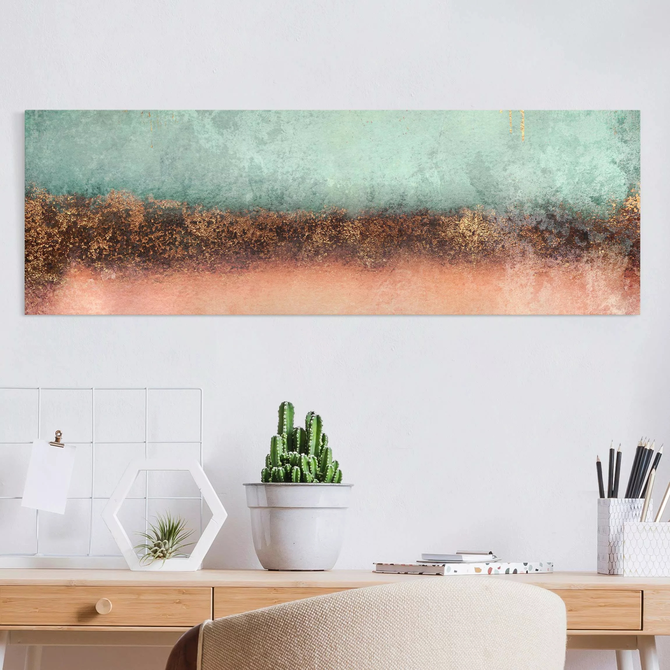 Leinwandbild Pastell Sommer mit Gold günstig online kaufen