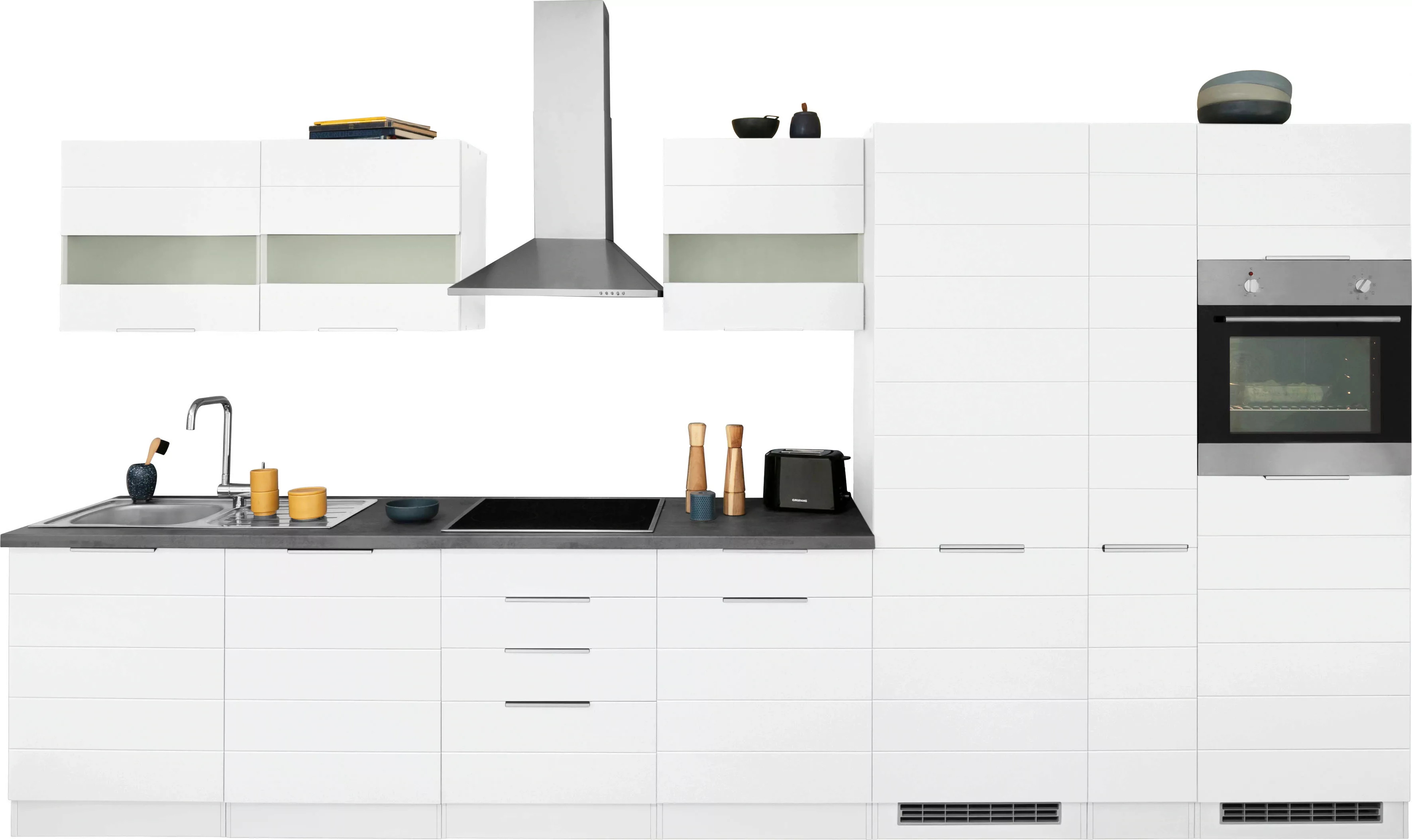 Kochstation Küche "KS-Luhe", 390 cm breit, wahlweise mit oder ohne E-Geräte günstig online kaufen