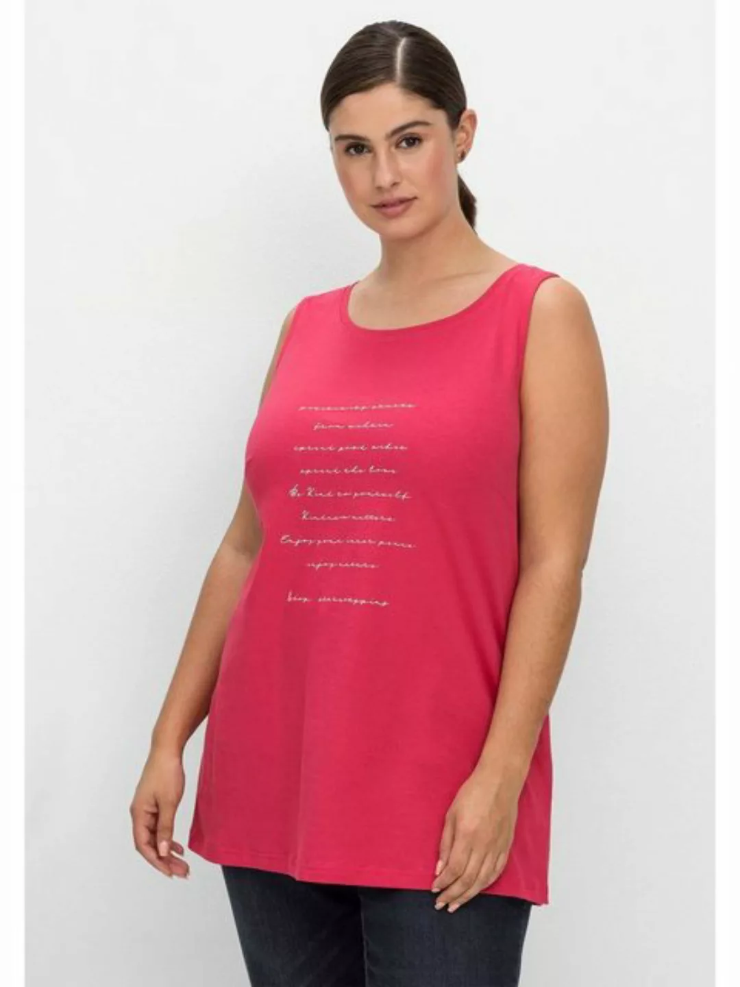 Sheego Tanktop Große Größen mit Wordingprint, in leichter A-Linie günstig online kaufen