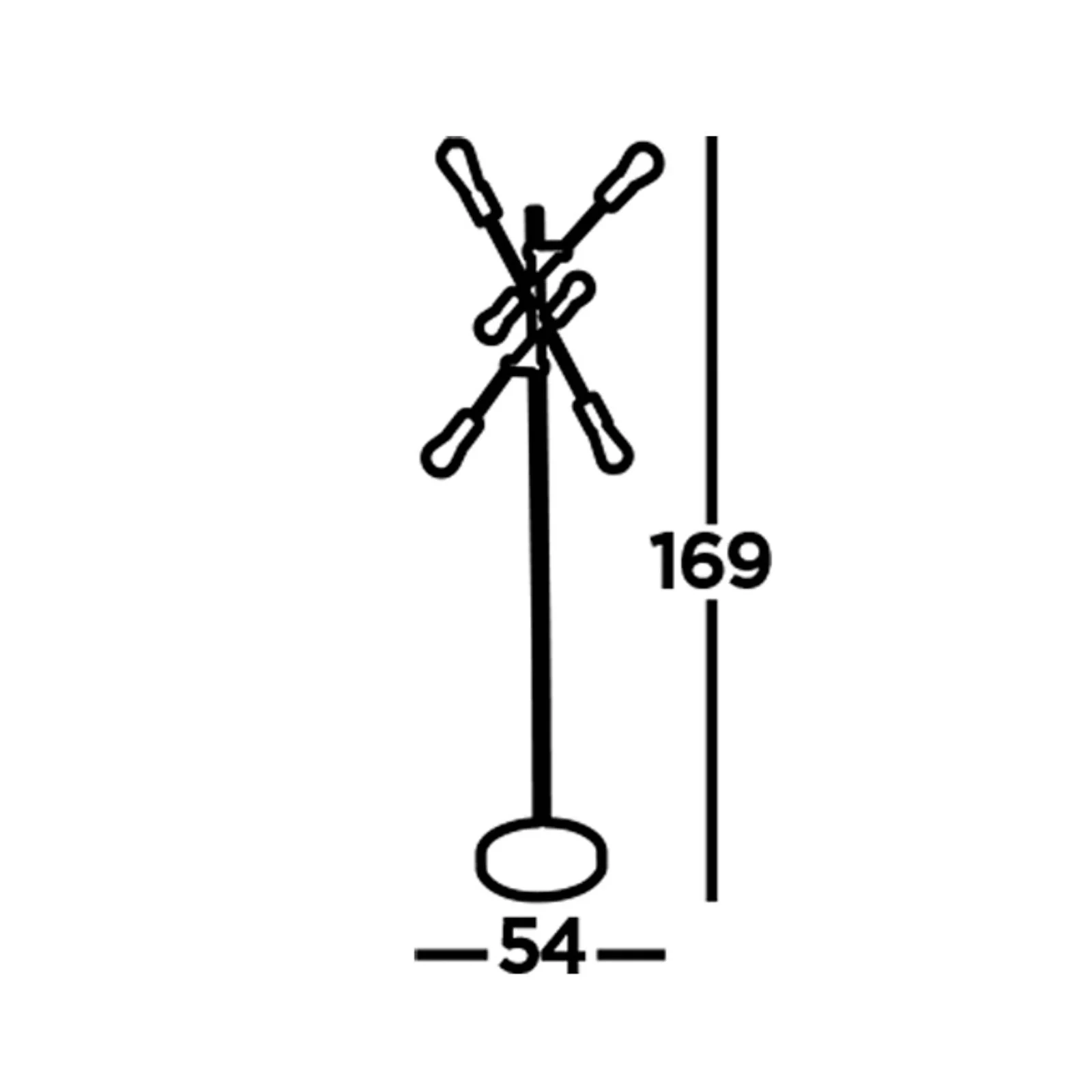 Stehleuchte Armstrong, schwarz/messing, Metall, 6-flg., E27 günstig online kaufen