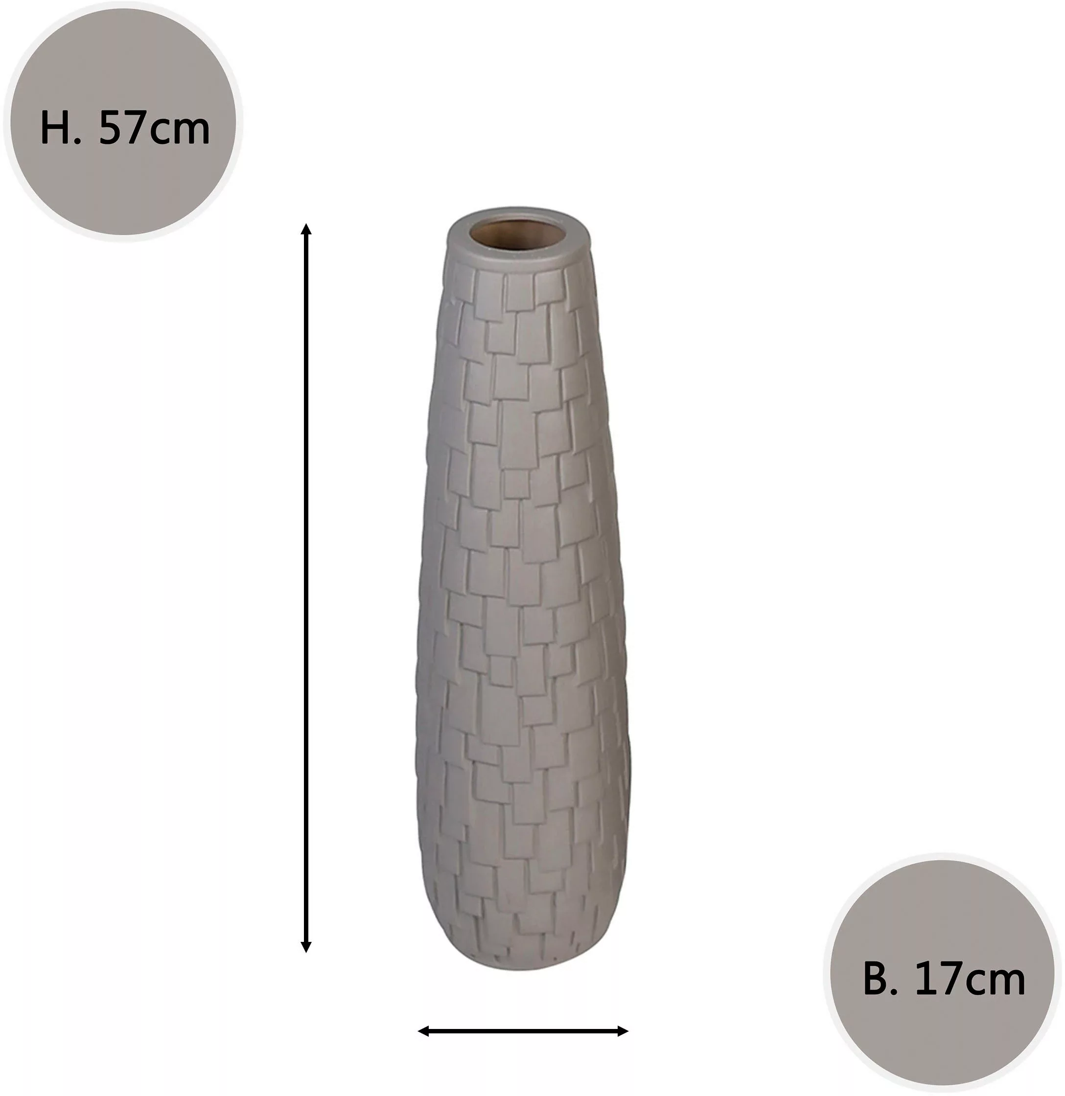 GILDE Bodenvase »Brick«, (1 St.), Keramik, matt, dekorative Riemchen-Strukt günstig online kaufen