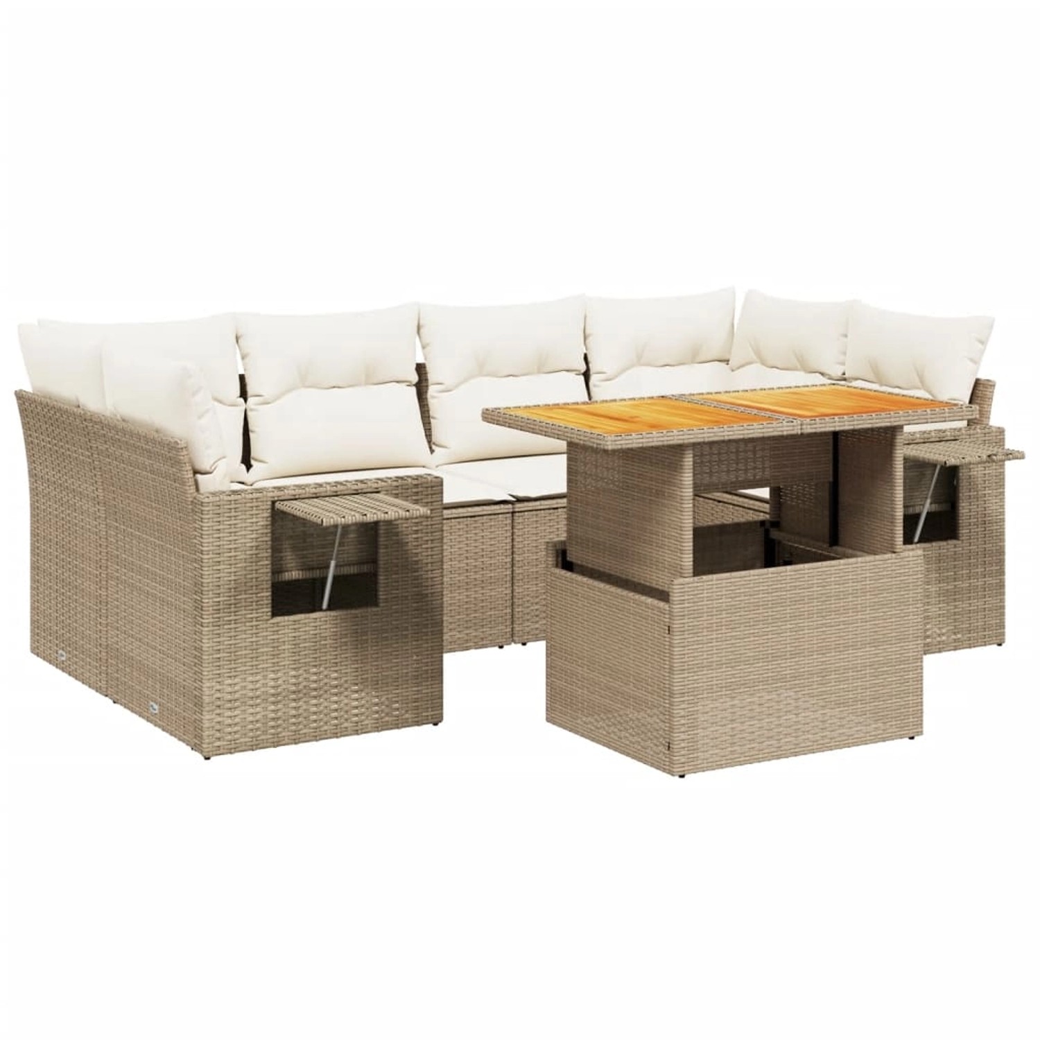 vidaXL 7-tlg Garten-Sofagarnitur mit Kissen Beige Poly Rattan Modell 397 günstig online kaufen