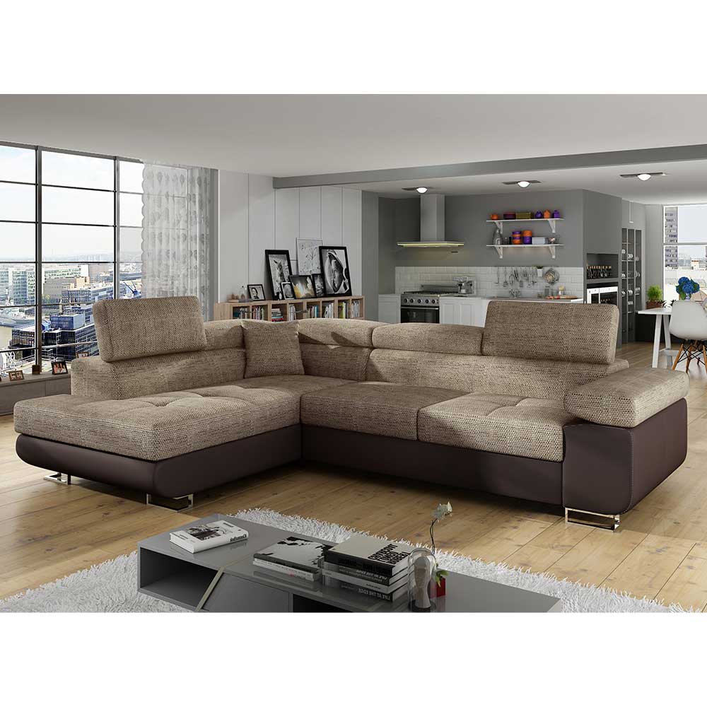 Sofa Polsterecke in Braun und Beige günstig online kaufen