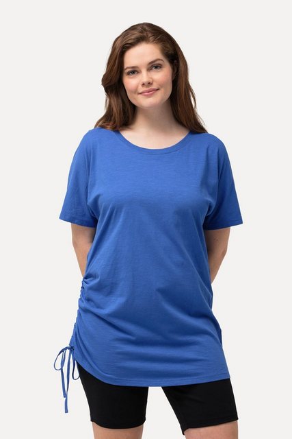 Ulla Popken Longshirt Longshirt Raffung Rundhals Halbarm Biobaumwolle günstig online kaufen