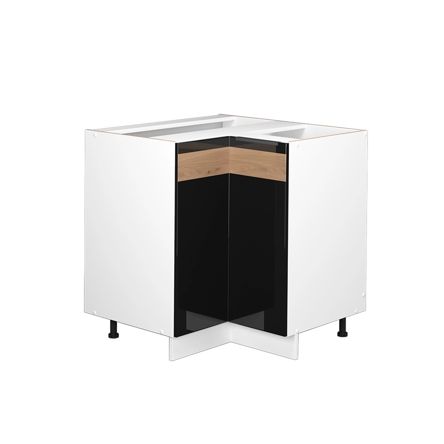 Vicco Eckunterschrank Fame-Line, Schwarz Hochglanz/Eiche, 80.5 günstig online kaufen