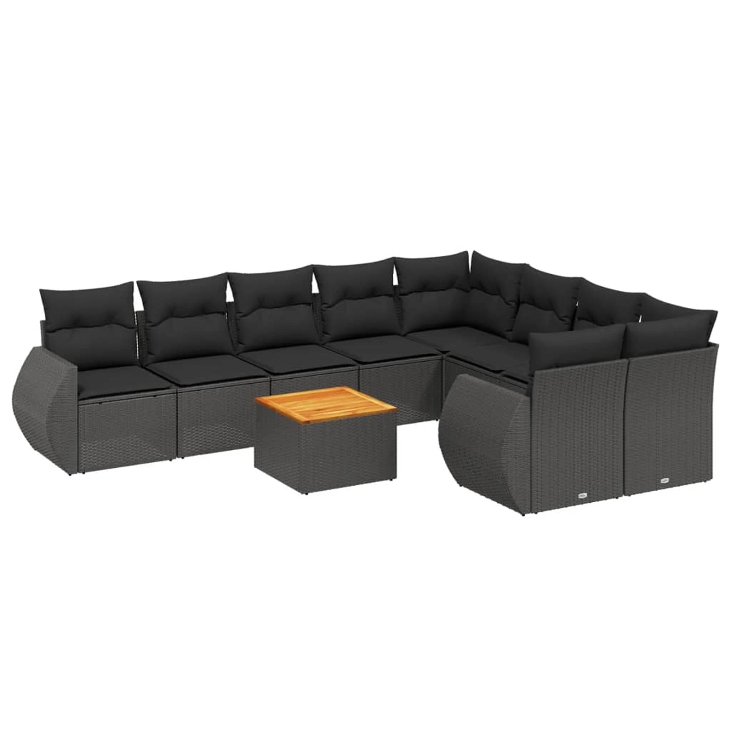 vidaXL 10-Tlg Garten-Sofagarnitur mit Kissen Schwarz Poly Rattan 3257490 günstig online kaufen