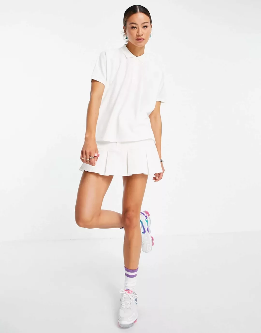 Lacoste – Oversize-Polohemd in Weiß günstig online kaufen