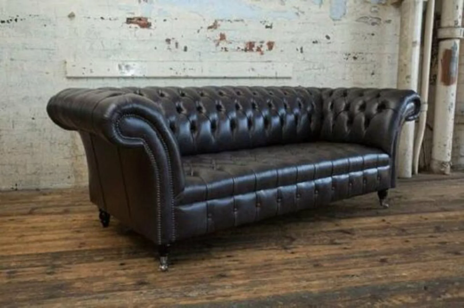 JVmoebel 3-Sitzer Chesterfield Polster Sofas Design Luxus Sofa 100% Leder S günstig online kaufen